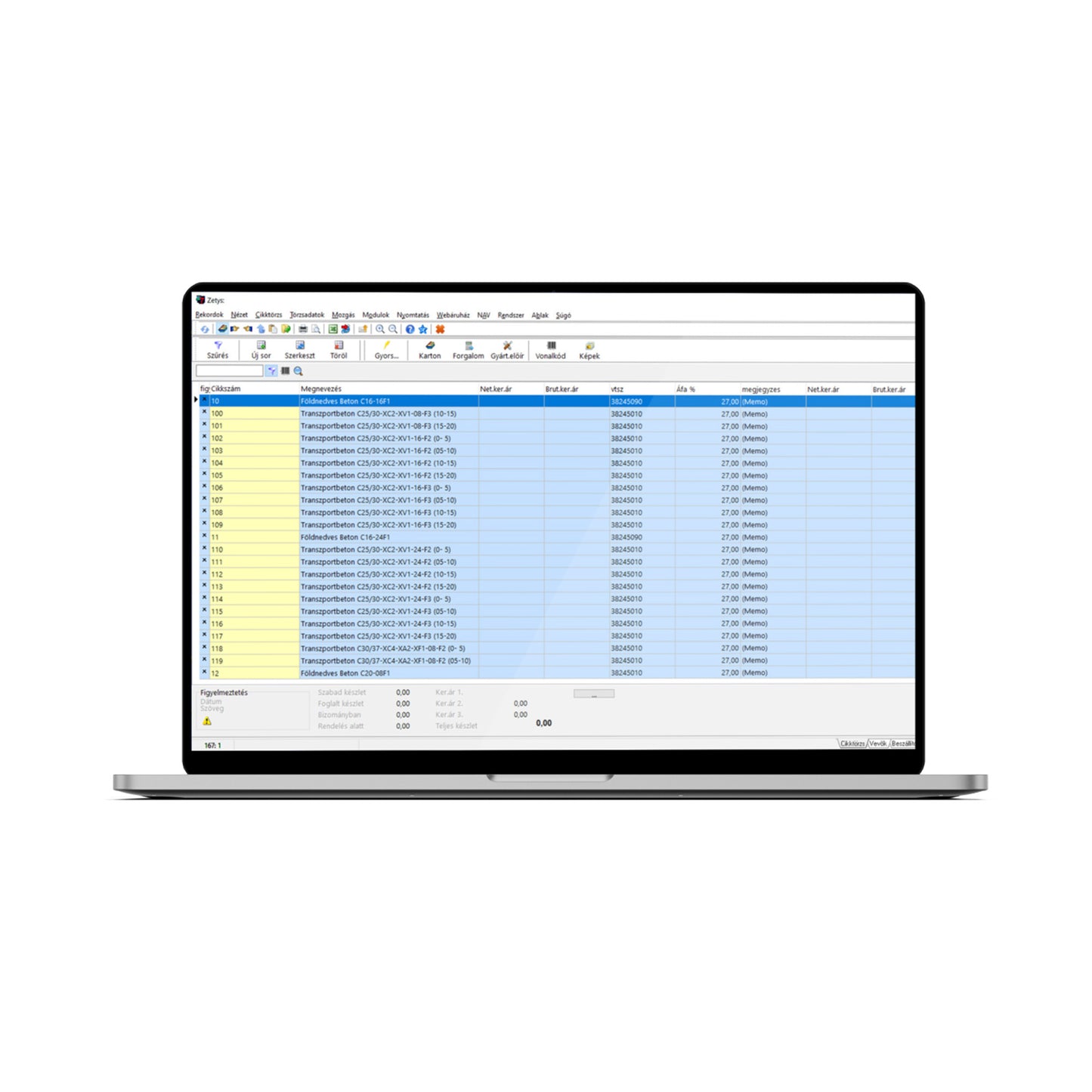 Zetys raktári és online számlázó rendszer